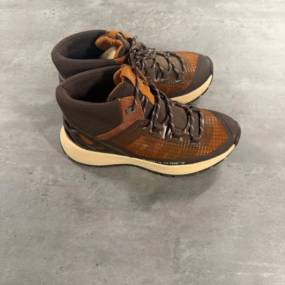 Kizik Waswatch Mid Boots Mens 6 Womens 7.5 Brown Hands-Free Slip-On NEW $170